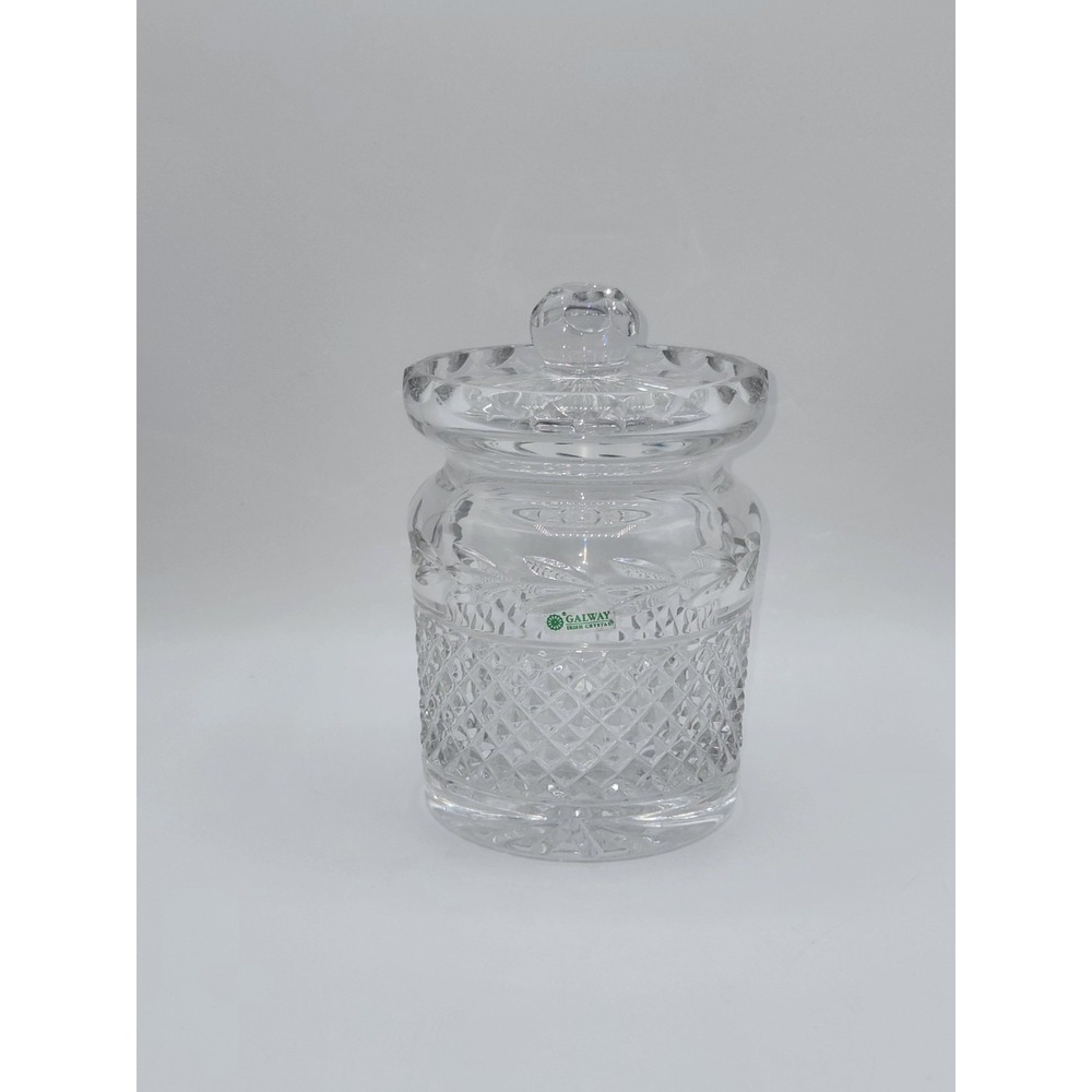 Galway Irish Crystal Biscuit Barrel Cookie Jar Cut Crystal Lidded Canister